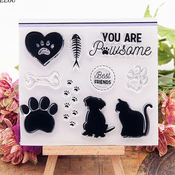 PANFELOU Pisici și câini în dragoste Transparente din Cauciuc Siliconic Clar Timbre de desene animate pentru Scrapbooking/DIY Paști album de nunta