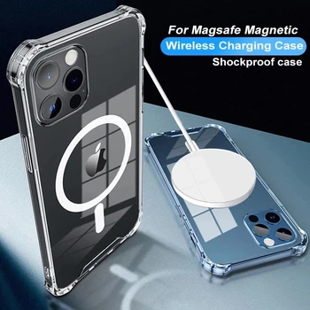 Transparent, rezistent la Șocuri Original Magnetic de Caz Pentru iPhone 13 11 12 Pro Max 12/13Mini Pentru Magsafe de Încărcare Wireless Capac transparent