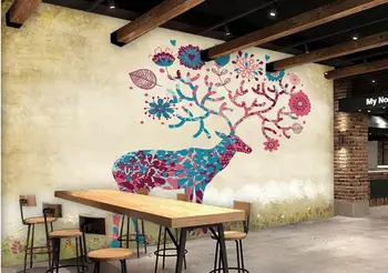 Personalizat tapet retro,de Mână-pictat cerb,fotografie 3D pictura murala pentru camera de zi restaurant hotel perete de fundal tapet rezistent la apa