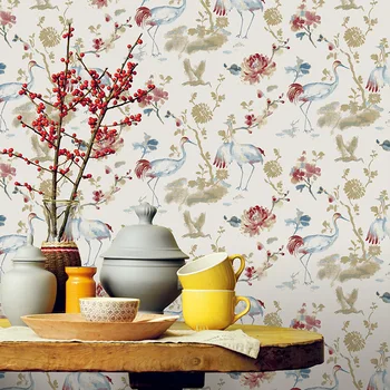 Beibehang Pastorală stil tapet camera de studiu living televiziune de fundal de perete flori de pasăre acasă decorare tapet roll