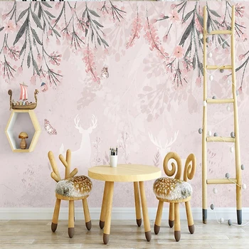 Nordic Elegant Floare de Cires Elan Fluture Fotografie Murală Tapet Camera de zi Dormitor Romantic Arta de Perete de Pânză Papel De Parede 3D 2