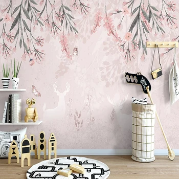Nordic Elegant Floare de Cires Elan Fluture Fotografie Murală Tapet Camera de zi Dormitor Romantic Arta de Perete de Pânză Papel De Parede 3D 3