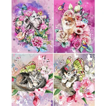 Animale de Diamant Mozaic Vopsea Pisica Kitty Bijuterii Cross Stitch Decor Acasă Pictura Burghiu Plin 5D Arte și Meserii Diy Cameră Decor