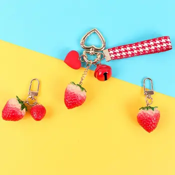 Decorative Frumoase Adorabil Bell Simulare De Fructe De Căpșuni Cheie Inel Lavabil Cheie Inel Usoare Accesorii Telefon