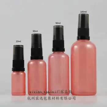 10ml Sticla roz lotiune de sticla cu plastic negru pompei,10 ml din sticlă de culoare roz cosmetice sticlă pentru lichide