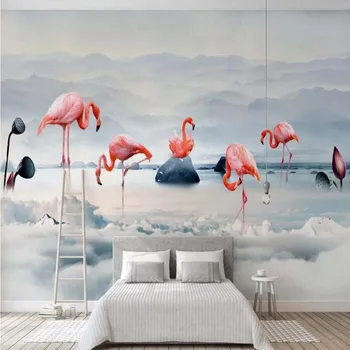3D Imprimate Misty Nor Flamingo Tapet Arta Murala de Perete Decal HD Photo Hârtie de Perete Papel De Parede imagini de Fundal de Animale picturi Murale