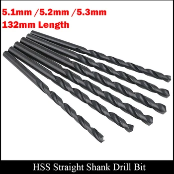5.1 mm 5,2 mm 5.3 mm 132 mm Lungime Electric de Metal AL Mare Viteză din Oțel HSS Complet Negru măcinat Terminat Direct Shank Twist Drill Bit
