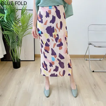 Miyake Cutat de vârstă Mijlocie Imprimate Fusta de Vara pentru Femei Plisată One-step Fusta Show Subțire Coada Fusta Faldas Cortas Ropa Mujer