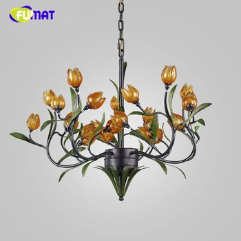 FUMAT American Metal Candelabru Creative Living, Sala de Mese Scurtă în Stil European de Flori de Sticlă Umbra Corpuri de iluminat, Candelabre 2