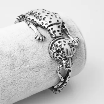 35mm Fierbinte Hipper din Oțel Inoxidabil de Culoare Argintie 3D leopard Schelet Cuff Brățară Mens Băieți Turnare Bijuterii Bratari Cadou de Crăciun 0