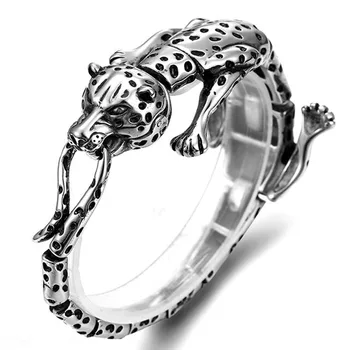 35mm Fierbinte Hipper din Oțel Inoxidabil de Culoare Argintie 3D leopard Schelet Cuff Brățară Mens Băieți Turnare Bijuterii Bratari Cadou de Crăciun 4