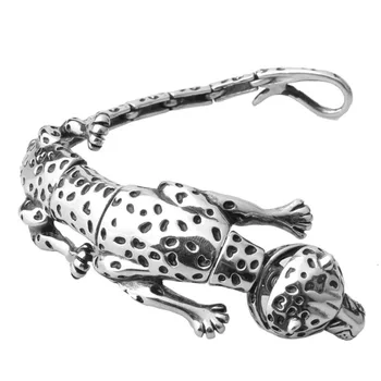 35mm Fierbinte Hipper din Oțel Inoxidabil de Culoare Argintie 3D leopard Schelet Cuff Brățară Mens Băieți Turnare Bijuterii Bratari Cadou de Crăciun 5
