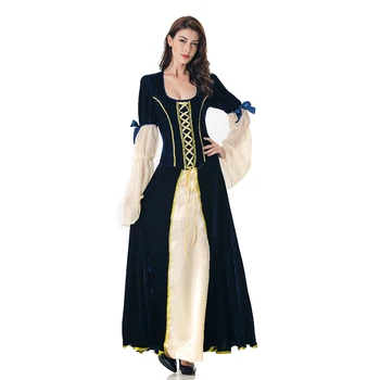 Sexy Costum de Printesa Medievala pentru Femei Lung Satin Rochie Bandaj Costum Medieval Mingea Purta Rochie de Carnaval