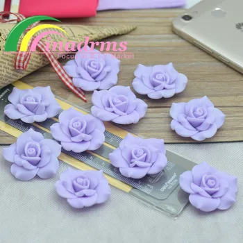 38mm Lumina Violet Lut Moale de Flori de Trandafir,Consumabile,Piese de Bijuterii,Flori de Lut