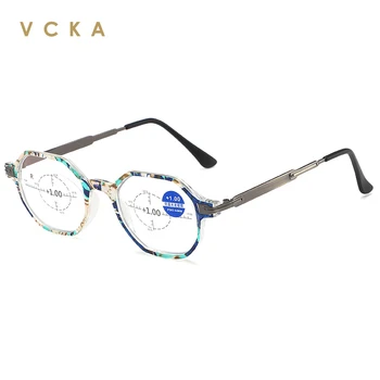 VCKA Inteligent Inel de Focalizare Anti-albastru Ochelari de Citit Bărbați Femei Retro Poligon Presbyopic Ochelari Cadru +1.0 +3.5 0