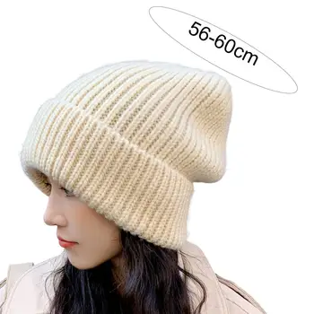 Elegant Pălărie Tricotate Elastic Rece Rezistent Culoare Solidă Toamna Iarna Femei Barbati Beanie Cap 3