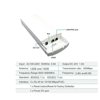 9344 9331 254 3-5km Chipset WIFI Router WIFI Repeater CPE Rază Lungă 300Mbps5.8G în aer liber AP Bridge-Router Client repetor 4