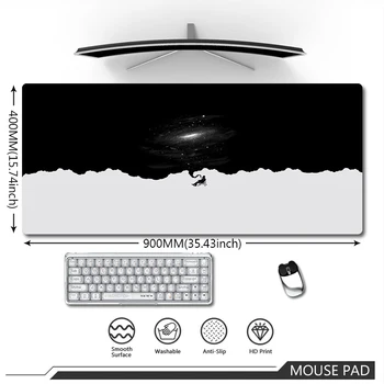 Artă originale de Mare Mousepad Alb-Negru Mouse Pad XXL Keyboard Pad Laptop Tampoane Viteza Anti-alunecare Birou Mat Birou Saltele de 90x40cm