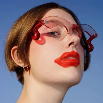 Moda Vintage Mici fără ramă Bat ochelari de Soare Femei Bărbați 2022 Brand de Lux de Designer ins Tendință Punk Roz Ochelari de Soare Pentru Femei