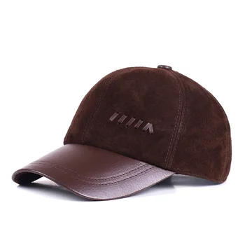 piele naturala șapcă de baseball 2019 nou de sex masculin de iarnă casual în aer liber termică piele de căprioară pălărie de sex masculin piele de oaie pălărie