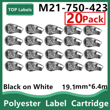 20PK Înlocuire M21-750-423 Panglică Cartușe Negru pe Alb 19.1 mm*6.4 m, Poliester Semne În Etichetare,Portabile, Imprimante pentru Etichete