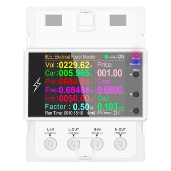 AT4PB Șină Din AC Monitor 110V 220V 100A Tensiune de Alimentare Curent Factor de KWH de Energie Electrică Contor Frecvență Bluetooth