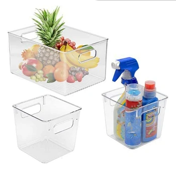 3Pcs Plastic, Containere de Depozitare Clar Cămară Organizator Cutie de Gunoi Containere pentru Organizare Frigider, Bucătărie, Alimente, Snack Cămară 3