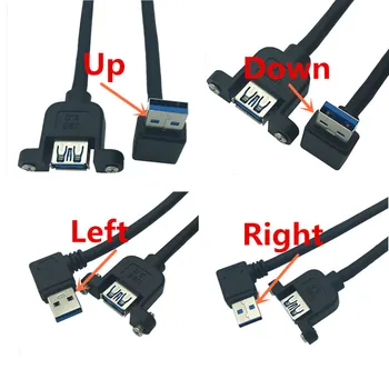 USB 3.0, UN barbat de 90 de grade în Sus și în Jos și Stânga și Dreapta-unghi la USB 3.0 O femeie de pe panoul de montare plug cablu de extensie pentru computerul gazdă