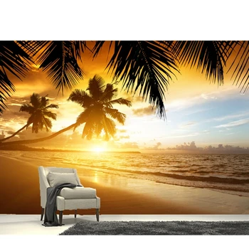3D personalizat fotografie tapet, plaja apus de soare, copaci de nucă de cocos decor pentru camera de zi, dormitor, TV perete de fundal papel de parede 1