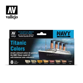 Vallejo Vopsea AV Model de Pulverizare Ecologic pe baza de apa Vopsea Titanic 71646 Set de Culori Spania 17ml