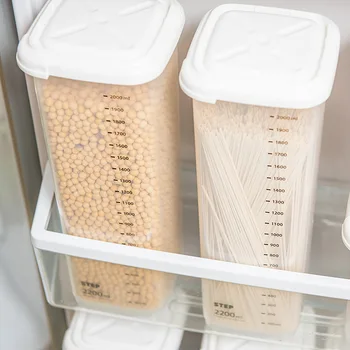 1buc Tăiței cutie de depozitare cu capac la domiciliu plastic de depozitare mare, bucatarie grosier cutie de cereale frigider sigilate mai clare 4