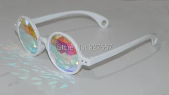 Cadru alb caleidoscop ochelari-strat de aur real lentile de cristal