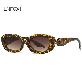 LNFCXI Moda Retro Femeie Dreptunghi Mic Ochi de Pisica ochelari de Soare Femei Bărbați Trend Vintage Leopard Ceai Ochelari de Nuante UV400