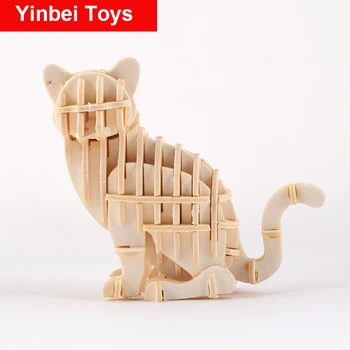 Pisica Puzzle din Lemn Pentru Baieti Baiat Cadou 3D Diy pentru Copii Jucarii Educative jucarii Jucarii Montessori Pentru Copii 2 La 4 Ani, Jucarii pentru Copii