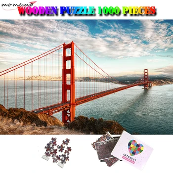MOMEMO Golden Gate Bridge Puzzle 1000 Piese din Lemn Faimosul Peisaj Puzzle Adult Trainer Creier Puzzle Jucărie pentru Copii