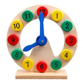 Ceas Din Lemn Jucărie De Învățare Ceas De Timp Pentru Copii Ceasuri De Învățământ Pentru Copii, Copii De Grădiniță Din Lemn Montessori Copilul Mai Devreme 0