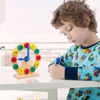Ceas Din Lemn Jucărie De Învățare Ceas De Timp Pentru Copii Ceasuri De Învățământ Pentru Copii, Copii De Grădiniță Din Lemn Montessori Copilul Mai Devreme 2