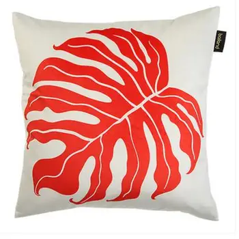mare alb roșu frunze printedvelvet față de pernă față de pernă canapea pernă lombară capacul de uz casnic arunca pernă pătrată