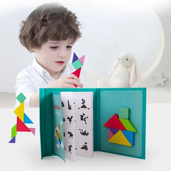 Noi Magnetic, Puzzle 3D, Puzzle Tangram, Joc de Învățare Montessori Învățământ Desen Jocuri de Jucarie Cadou pentru Copii Șicana Creierul