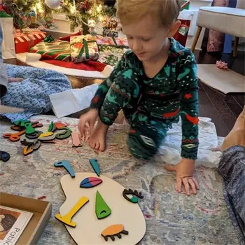Lemn Montessori Puzzle-Uri Din Lemn Picasso Jucarii Puzzle Pentru Copii Copii Copii Mici Burr-Gratuit Jigsaw Puzzle-Uri Faciale De Învățare Playset 2