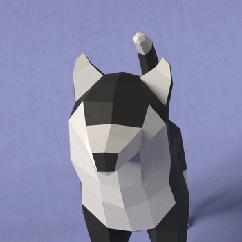 Hârtie 3D Model Husky Câine Animal de BRICOLAJ Handmade Origami Geometric tridimensional Sculptură de Hârtie Hârtie Model de Model Ornamente 5