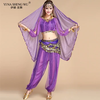 Adult Bollywood, Dans, Costume de Dans Indian Costume Femei Șifon Bollywood Orientale de Dans Belly Dance Haine 2/3/5/8 buc Set