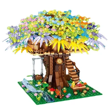 Orașul Creativ Serie Aventură Pădure Copac Casa Model Desktop Ornament Blocuri Caramizi Jucarii Si Cadouri