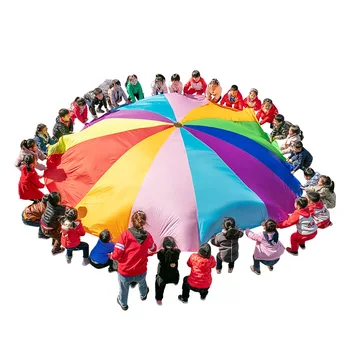 Amuzant 40~50 de jucători joc de Sport 8M Diametru Exterior Rainbow Umbrelă Parasuta Jucărie Sari-Sac de balon-parașută Juca jocul saltea copii de jucarie cadou