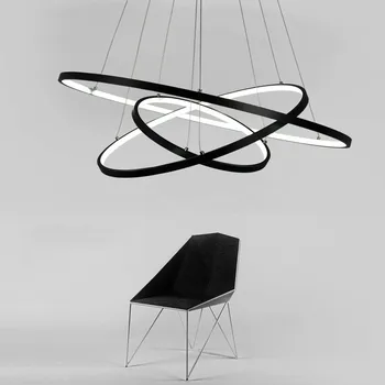 Alb-negru/Color Moderne Pandantiv Lumini pentru Living Sala de Mese 4/3/2/1 Cerc Inele Acrilice Corp din Aluminiu LED Lampă de Plafon