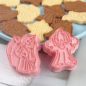 Bicarbonat de Mucegai 8Pcs Halloween Desene animate Cookie Cutter Mucegai Diy Decorare Tool 3d de Presă Biscuit StampFondant Accesorii de Bucatarie