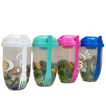 Sticla Vas De Salată Pentru Masa De Prânz Transporta Pentru A Merge Sticlă În Formă De Vas De Salată Ca Masa Bento Castron Salata Sticlă Ceașcă Salata Cutie Alimente