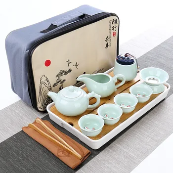 Portable set de ceai inclusiv ceainic drăguț simplu ceainic în aer liber China travel ceramic Kung Fu ceai set de ceai de lux, set ceai set de oale