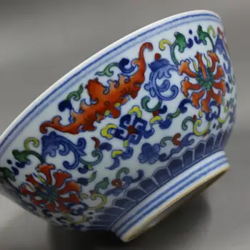 Yongzheng An Mark Castron Ceramic Qing albastru și alb, colorat longevitate castron de porțelan antic toate de mână-pictat ornamente 1
