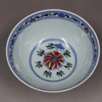 Yongzheng An Mark Castron Ceramic Qing albastru și alb, colorat longevitate castron de porțelan antic toate de mână-pictat ornamente 2